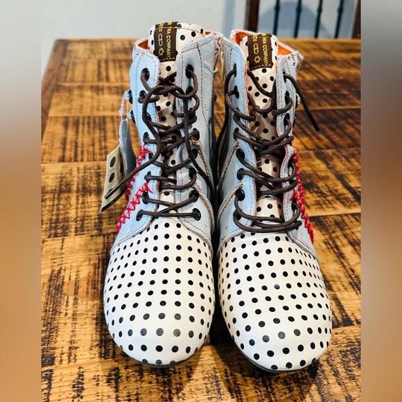 MAIA TMA EYES RETRO POLKA DOT LEATHER BOOTIE WOMENS SZ 8 1/2 / US 40 NWT - Picture 5 of 12